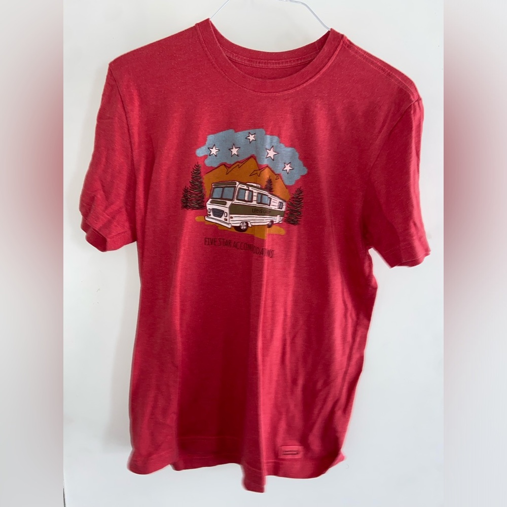Life is Good Red Graphic T-Shirt with RV Design